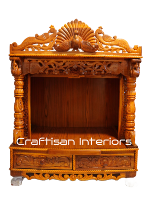 Elegant Crafted Teak wood Mandir (Small)